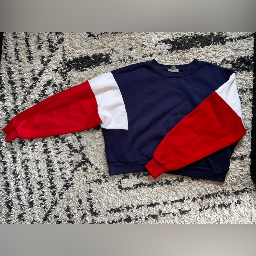 Color Block Cropped Crewneck, M